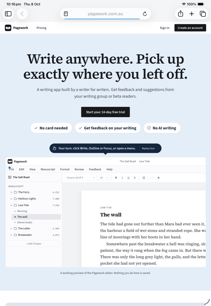 Safari on iPad, with Share at the top right