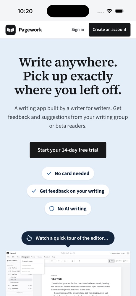 Pagework open as an app on iPhone
